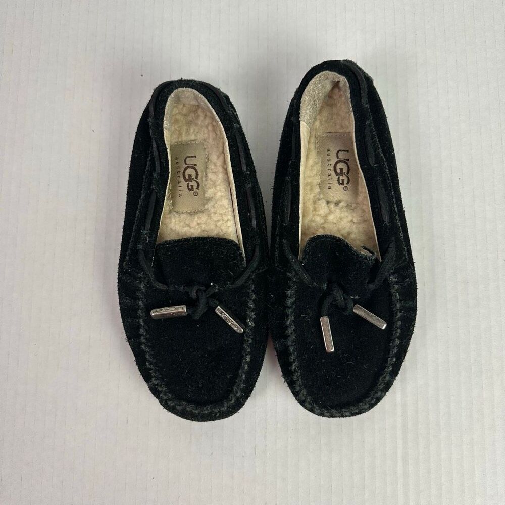 Ugg Black Moccasin Slipper Suede Kids size 12